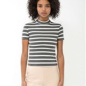 American Apparel Striped Mock Neck Top